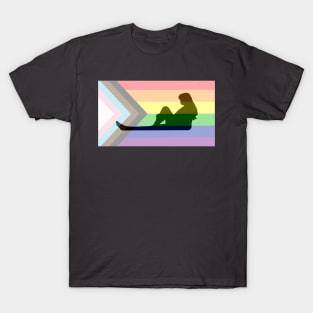 Silouette with pride flag background T-Shirt